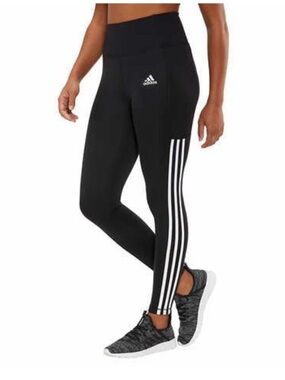 adidas Black Leggings with White 3-Stripes